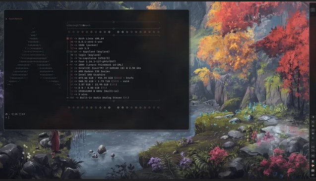 A Linux terminal displaying custom text configuration files for the Hyprland tiling environment.